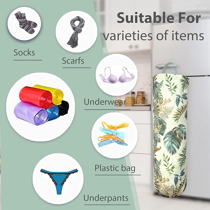SYIPO Plastic Bag Holder, Reusable Grocery Bag Organizer, Wall Mount, 1 Pack, Small Forest
