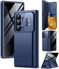 TONGATE Wallet for Z Fold 8 Ultra Case with Privacy Film & Stand, Blue | 4-Card Holder, Anti Spy, Camera Cover, Full Hinge Protection Phone Case for Galaxy Z Fold 8 Ultra Office Business Outdoor