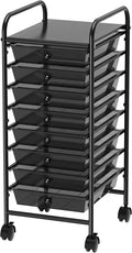 Simple Houseware 8 Drawers Rolling Utility Cart Art Craft Storage, Black | 1-Column, 30.25" Height, Lockable Wheels, for School, Office, Art Craft, and Paper Storage