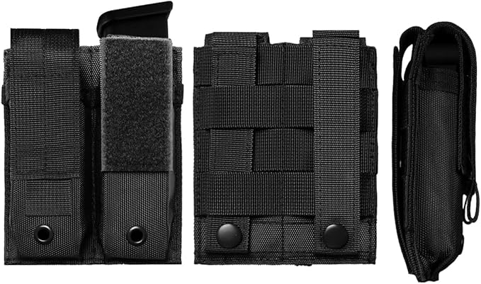 ELVO Pistol Magazine Holster, Double 9mm Mag Pouch | Open-Top Dual Magazine Holder, Tactical Belt, Molle Compatible