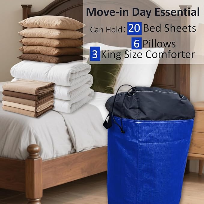 Moving Bags Heavy Duty Extra Large, 66 Gallon Large College Moving Bags with Handles, Waterproof Storage Packing for Home Dorm, Set of 2
