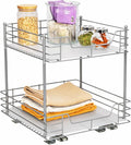 Household Essentials Brushed Steel & Plastic Two-Tier Pantry Organizer, Silver