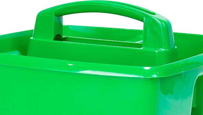 Storex 3-Compartment Small Caddy – Multipurpose Classroom Organizer with Handle, Grass, 6-Pack (00951A06C)