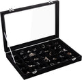 Frebeauty Velvet Jewelry Tray,35 Grid Jewelry Organizer with Clear Lid,Earring Holder Organizer Case with Clasp,Drawer Insert for Rings Studs,13.8 x 9.5 x 2 Inches,Gift for Women Girls(Black) | Drawer Jewelry Organizer for Rings Studs Beads,Adjustable ...