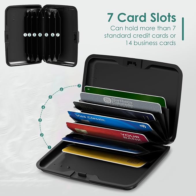 Credit Card Holders, Metal Card Wallet RFID Blocking Slim Aluminum Business Hard Cards Cases for Women Men, Brain Graffiti