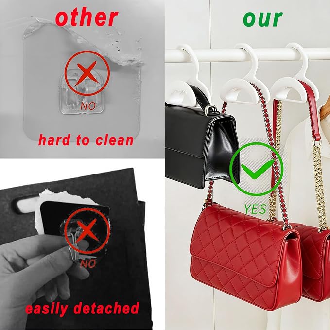 5 Pack Bag Hangers, Purse Hangers for Closet, Hooks for Organizer and Hanging Bags Handbags Belts, Multiple Units Can Be Used in Series(Cream)