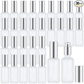 Roshtia 30 Pcs Glass Spray Bottle Clear Empty Bottles Small Refillable Reusable Perfume Bottle with Fine Mist Sprayer Pump for Face Body Travel(1.69 oz,Silver)