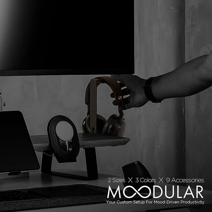 ULTRARM Moodular Headphone Stand Add-On for Slide Rails, Do Not Use Alone | Accessory Only, Dedicated Headphone Spot, Ergonomic & Accessible, Strong & Durable, Sleek & Minimalist, Black, MSA-HS