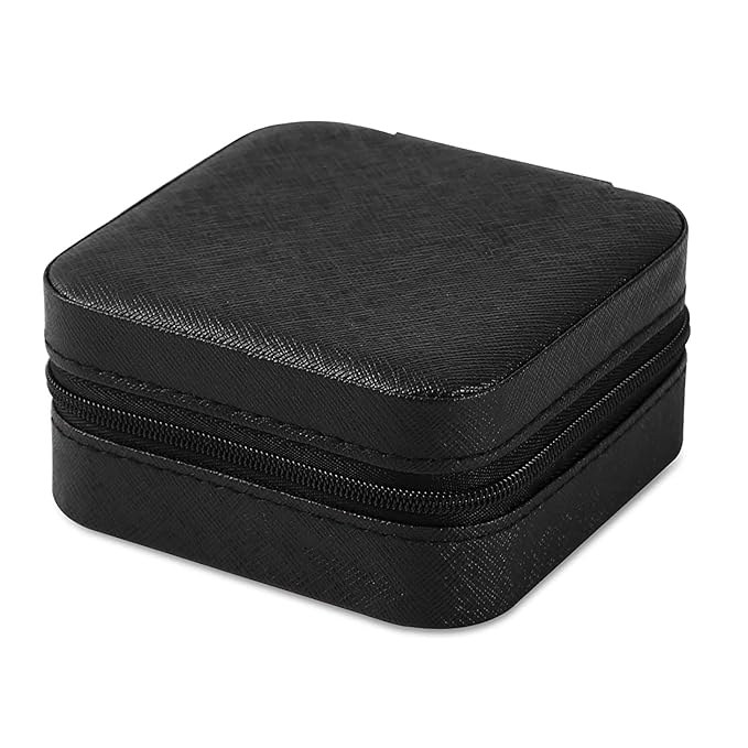 Neveika Portable Travel Mini Jewelry Box Leather Jewellery Ring Organizer Case Storage Gift Box Girls Women (4pcs black).