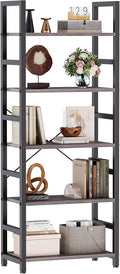 DUMOS 5-Tier Bookshelf, Modern Tall Bookcase Book Shelf | Open Storage Display Shelf for Living Room, Bedroom, Home Office, Narrow Standing Shelving Unit for Books, CDs Wood Grey