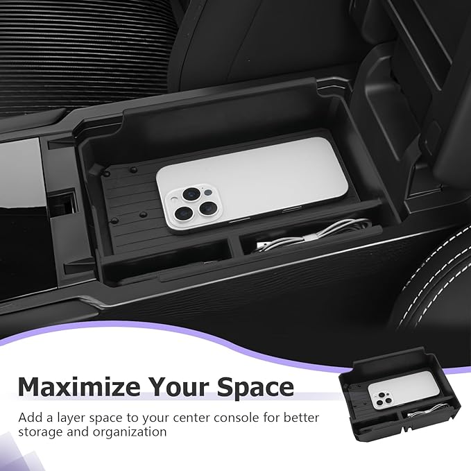 LUWU Center Console Organizer Compatible with 2025 Mitsubishi Outlander Interior Accessories Armrest Storage Box Glove Organizer Tray Insert ABS Material Armrest Box[NOT FOR 2025 Outlander PHEV&Sport]