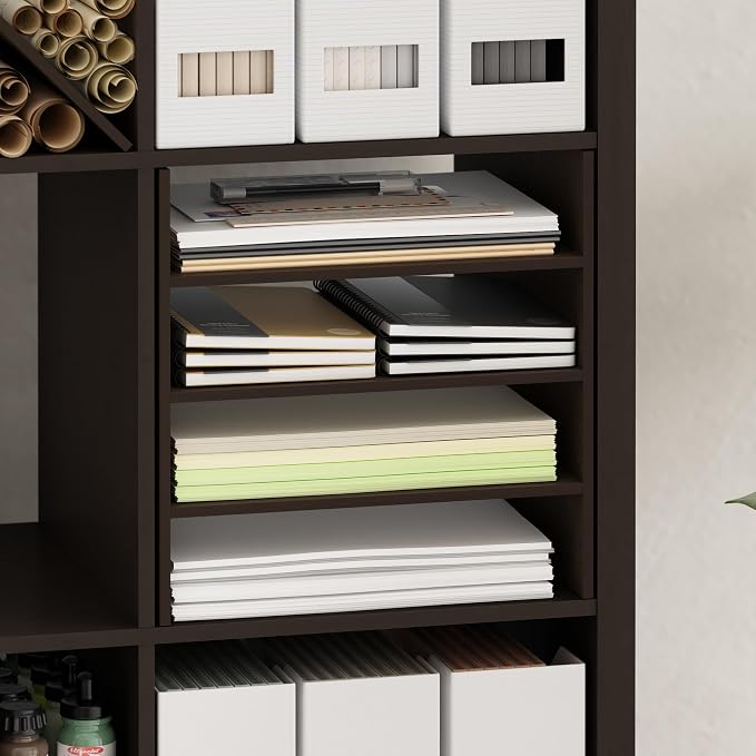 Furinno Cubicle 3-Shelf Cube Insert, Cube Organizer, Dark Oak | Shelf Dividers, Fits into Furinno Extra Thick Cubes, for Organizers and Storage (Does not fit IKEA Kallax Shelving)