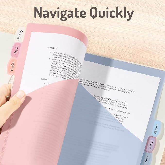 Forvencer 8 Counts Dividers with 2 Pockets, 8 Tabs Binder Dividers for 3 Ring Binder, Binder Dividers with Tabs for School Office Organization, Multicolor, Letter Size, 1 Set