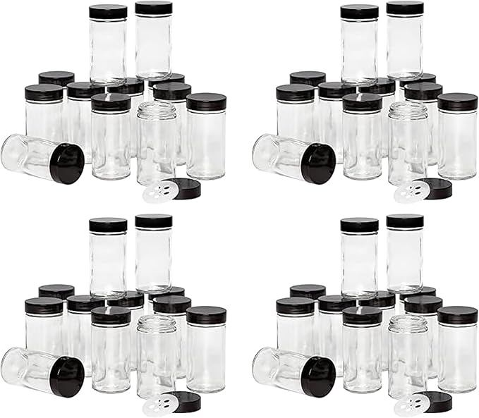 Kamenstein 5244227 Empty Jars With Black Cap, 3-Ounce (Pack of 48)
