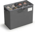 Varhomax Shoe Organizer Box for Closet, Small Fabric Storage Basket Gray | Foldable Shoe Bin with Adjustable Dividers & Clear Cover, Saving Space Sneakers & Sandals Containersfor Entryway, Cubby