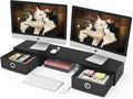 WESTREE Dual Monitor Stand Riser with Two Drawers, Extra Large Storage Monitor Stand for 2 Monitors, Desktop Oraganizer Stand for Computer,Laptop,Screen,Printer,TV