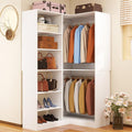 Corner Closet System, 39.4" * 31.5" L Shaped,3 Rods,6 Shelf,White | Custom L Shaped U shaped Storage Organizer,3 Hanging Rods 6 Shelves,Walk in Freestanding Unit, White,Modular with Other Units