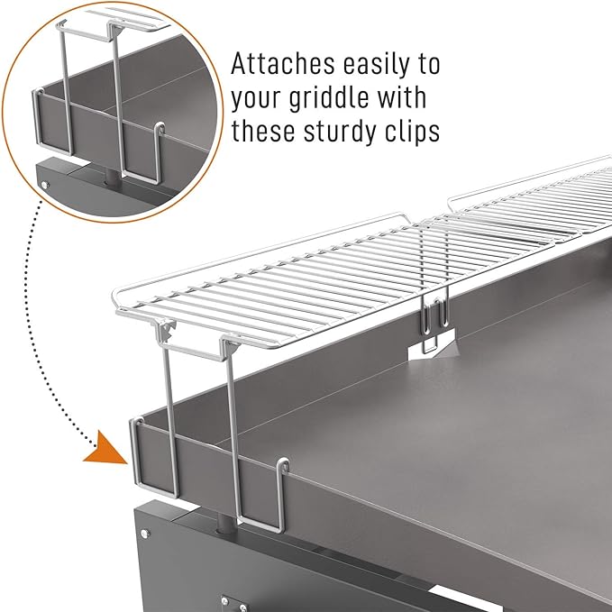 Yukon Glory™ Griddle Warming Rack - Designed for Blackstone Griddles 28" 1517 - New & Improved Design, One-Step Clip on Attachment (Not for Pro-Series