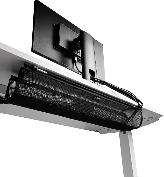 Gator Frameworks Mesh Cable Management System - Mounts Under Desk to Streamline Your Workspace, Built In Cable Ties, (GFW-CBLMGM-MSH)