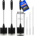 Holikme 5 Pack Bottle Brush 14" Stainless Steel Straw Cleaner Brush,Black | 14" Long Handle Stainless Steel Bottle Cleaner Brush, 3 Straw Brushes, Bottle Cleaning Brush for Water Bottle Cups Baby