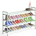 Bumusty 4-Tier Long Expandable Shoe Rack for Closet, 18"-44" Adjustable Shoe Rack for Entryway, 20-24 Pairs Large Shoe Organizer Shelf Storage, Sturdy Metal, Green