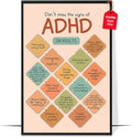 LOLUIS Mental Health Poster, Boho Therapy Tools Educational Supplies Art Print Classroom School Office Decor (ADHD in Adults, Custom Frame Type)