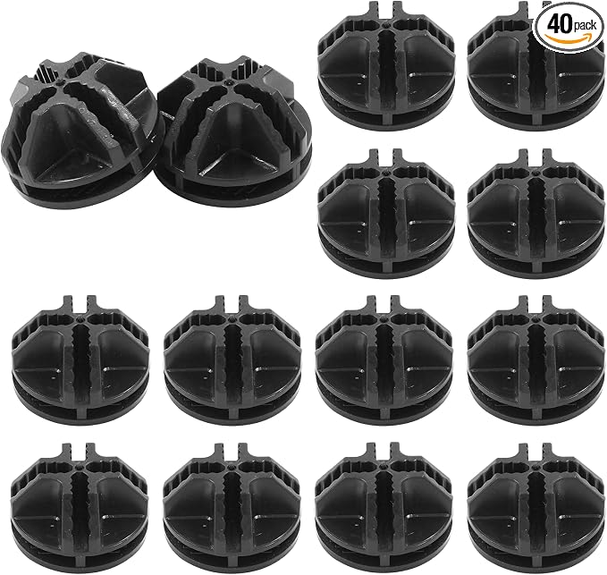 40 Pcs Wire Cube Connectors for Modular Storage Shelving (Black) | Durable ABS Plastic, 8-Slot Multi-Directional Design, Fits 3.5mm Panels, Reusable Connectors, for Wire Cube Shelving