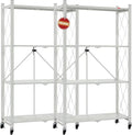 DEANIC 4 Tier Foldable Storage Shelves with Wheels, Large Capacity Shelving Unit, Freestanding Metal Wire Shelf Rack, No Assembly Organizer Rack for Garage Kitchen, Basement, Pantry(Grey Pack of 2)