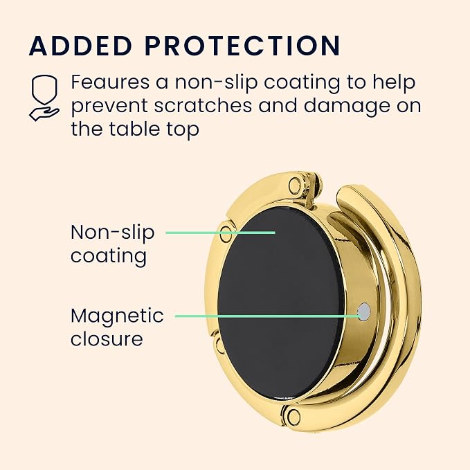 kwmobile Purse Hook for Table - Set of 2 Purse Holder - Folding Handbag Hanger - Portable Bag Holder - Bag Hooks for Desk - Table Hook Gold