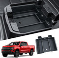 Silverado Sierra Center Console Organizer - Compatible with 2020-2022 Chevy Silverado/GMC Sierra 2500HD 3500HD Armrest - (Full Console w/Bucket Seats ONLY) - Black