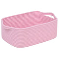 CubesLand Cute and Durable Small Cotton Rope Basket for Organizing | Woven Closet Storage Bin,Shelves Closet Storage Basket, Bathroom Storage Organizer Bin, Nursery Toy Basket Bin, Pink Basket