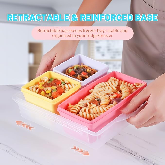 Gemice Silicone Freezer Molds with Lids, 6-Pack 1-Cup & 2-Cup | Oven & Dishwasher Safe, BPA-Free Soup Portion Cubes Trays, Freezer Containers for Food Storage