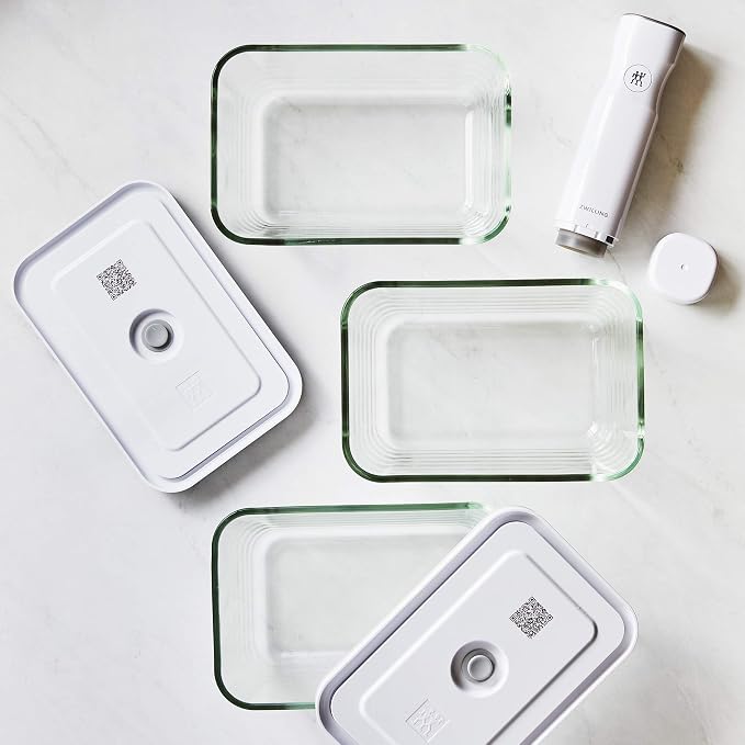 Zwilling J. A. Henckels Fresh Save 36803-003 Fresh & Save Vacuum Glass Containers, Set of 3 Sizes, Airtight, Heat-resistant Glass Storage Containers