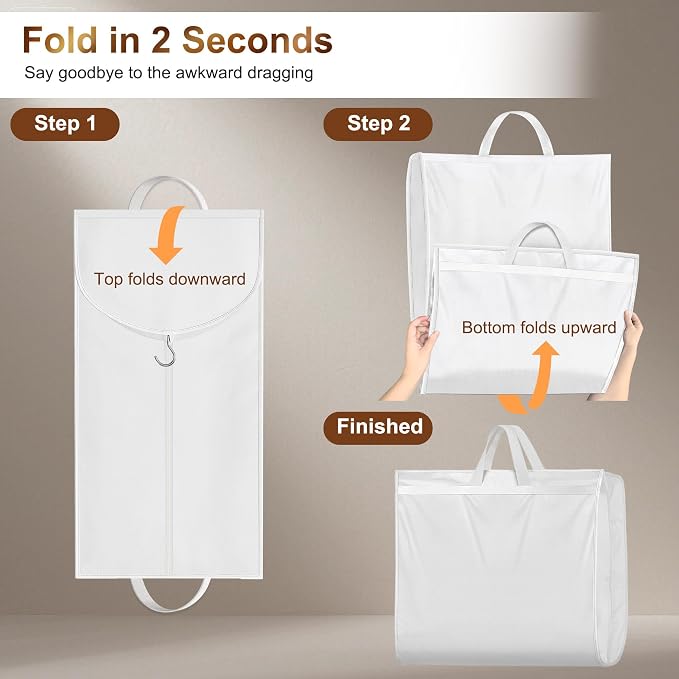 MISSLO 72" Wedding Dress Garment Bag for Travel Waterproof Dress Bags for Gowns Long 4" Gusseted Dresses Protector Bag for Closet Storage Clothing Covers for Hanging Clothes, White