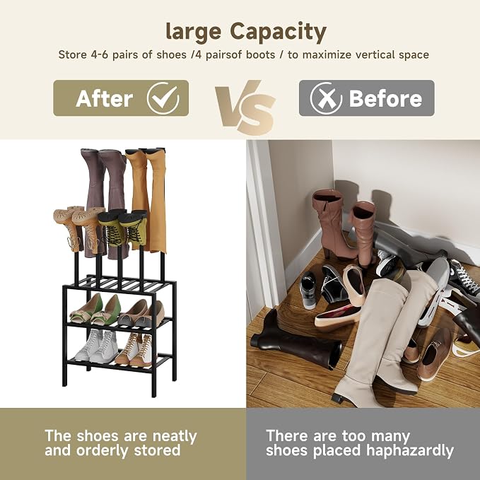 Detachable Boot Rack For Tall Boots Organizer,Outdoor Shoe Rack Storage | 3-Tier Multiuse Shoe Rack For Tall Boots,Closet Organizers And Entryway Storage,Suitable For All Seasons