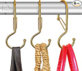 6 Purse Hanger for Closet. Tote Hanger. S-Shaped Hooks S Hooks Twist Design. Anti Drop S-Shaped Hook for Hanging Handbags with Safety Buckle to Prevent Falls. Heavy Duty. (Gold, Twisted)