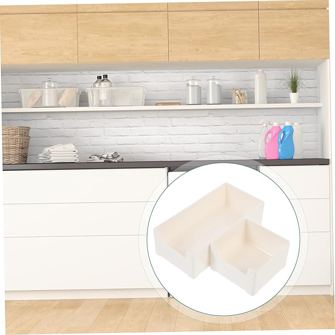 Housoutil 2pcs Stacking Storage Bins Storage Organizer for Cosmetics Office Home Stylish Design