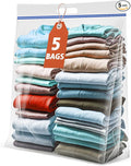 Jumbo Heavy Duty Plastic Storage Extra Large Bags, 25 Gallon 3.5 Mil Thick Clear Zipper Bags with Handles for Home, Travel and Moving 35" x 24", 5 packs