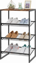 Shoe Rack for Entryway,4 Tier Shoe Shelf，Sturdy Shoe Storage Organizer,Boot Rack with a Fine Mesh Shelves，for Living Room, Hallway，Small Space,11.8 x 16.5 x 27.9 Inches,Brown