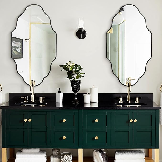 Dorlicecass Wall Mirror for Bathroom - Black Mirror Wall Decor 20" x 36"Modern Mirror Wall Decor with Aluminum Alloy Frame for Bathroom, Bedroom, Living Room, Dining Room, Cloakroom, Entryway