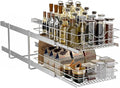2 Tier Pull Out Cabinet Organizer,(11½"W x 22" D) Soft Close Slide Out Drawer For Kitchen Base Cabinet, Individual Pull Out Shelf, Roll Out Pantry Organization, 22 Inch Deep