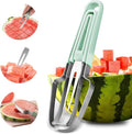 Watermelon Cutter - 3-in-1 Fork Slicer & Popsicle Maker, Multi Melon Cutter for Camping & Kitchen (Green)