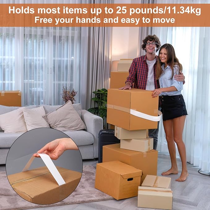 120pcs Adhesive Carry Handle, Stick on Carrying Handle Box Handles Straps Box Straps for Carrying Moving Lifting Boxes, up to 25 Pounds Carry Load