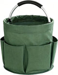 Garden Tool Bucket Organizer, Bucket Tool Organizer,5 Gallon with Aluminum Handle, Multi Side Pockets Portable Storage Caddy for Gardening Camping Car Wash (Green, Open Top)