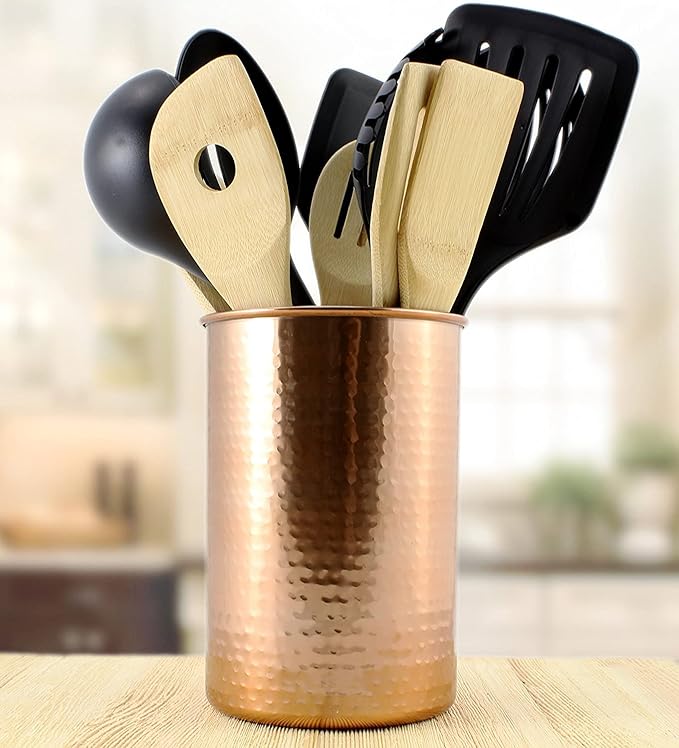 Darware Copper Coated Kitchen Utensil Holder / 7-Inch Tool Caddy, Store All Your Wooden Spoons, Spatulas, & More
