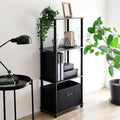 Yamazen NSR-4 (DBR4/BK) Rack, Slim, A4-Compatible, Easy Assembly, 4 Tiers, Width 18.5 x Depth 10.6 x Height 43.7 inches (47 x 27 x 111 cm), Dark Brown, Living Alone