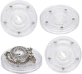 TamBee 4PCS 3 Inch Acrylic Lazy Susan Turntable Organizer, 360° Rotation Revolving Display Base Clear Acrylic for Spice Rack, Table, Cake, Kitchen, Pantry Decorating