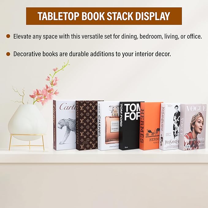 PROBENEX Suite Large | 7 PCS Faux Decorative Books for Home Decor | Not Real Books (Cardboard Boxes) | Coffee Table, Bookshelf & Shelf Styling Display Props for Living Room, Office