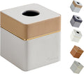 Tissue Box Holder Cover Square, Modern PU Leather Decorative Tissue Cube Holder Organizer-Apricot Cream
