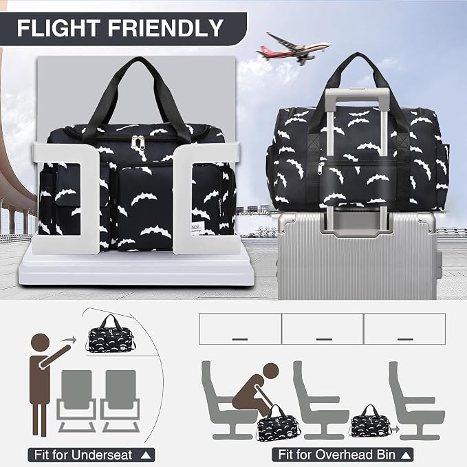 Small Gym Bag for Women, Travel Duffle Bag Carry On Weekender Bag with Shoe Compartment